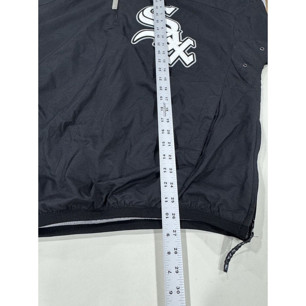VINTAGE Chicago White Sox Jacket Men M Black Windbreaker Dugout 1/4 Zip Majestic - Picture 6 of 10